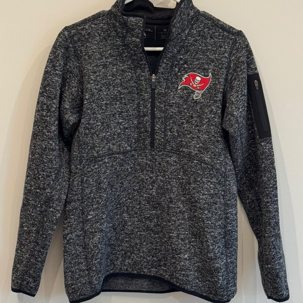 Ladies NFL Buccaneer Heather Gray Half-Zip Jacket by Antigua, size Medium